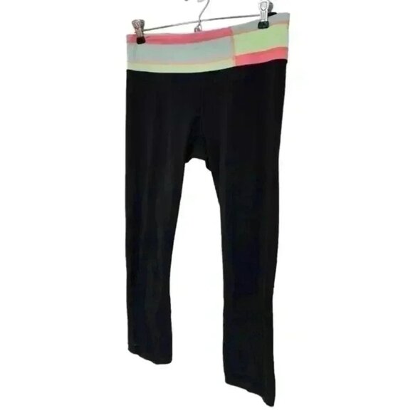 Lululemon Run: Inspire Crop II Black / Quilt Vintage Neon Black Green Pink Women - Picture 6 of 15